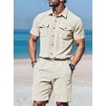 thumbnail image 5 of Men Sets Outfits 2 Piece Short Sleeve Shirts Short Set Color XXXL, 5 of 7
