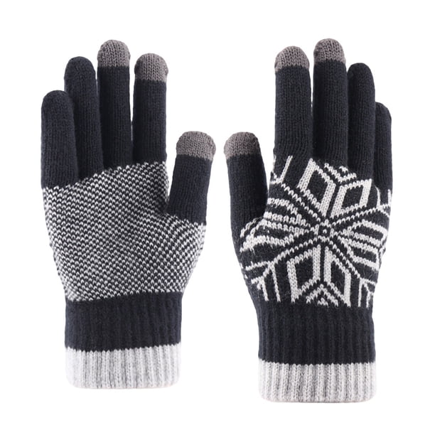 EeaseMX 1 par de guantes gruesos para pantalla táctil, de punto, cálidos, resistentes al viento, de invierno, para exteriores, para hombre (negro)