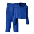 thumbnail image 4 of LTTVQM Girls Winter Two Piece Outfits 9-10 Casual Long Sleeve Ribbed Knit hoodie Warm Soft Long Pants Girl Set Blue 9-10 Years, 4 of 4