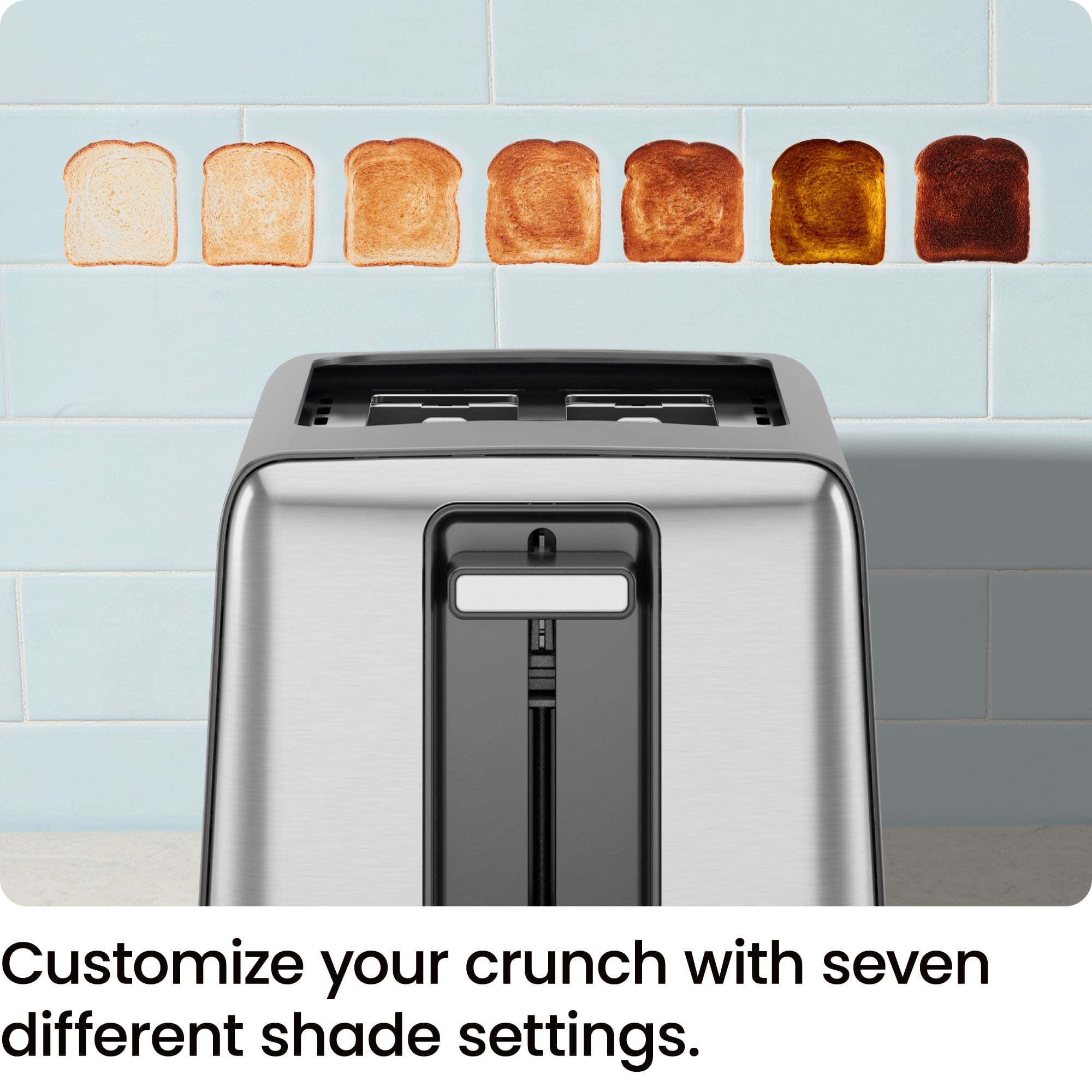 Chefman 2 Slice Toaster with 7 Shade Settings, Removable Crumb Tray, Bagel & Defrost Modes — Black