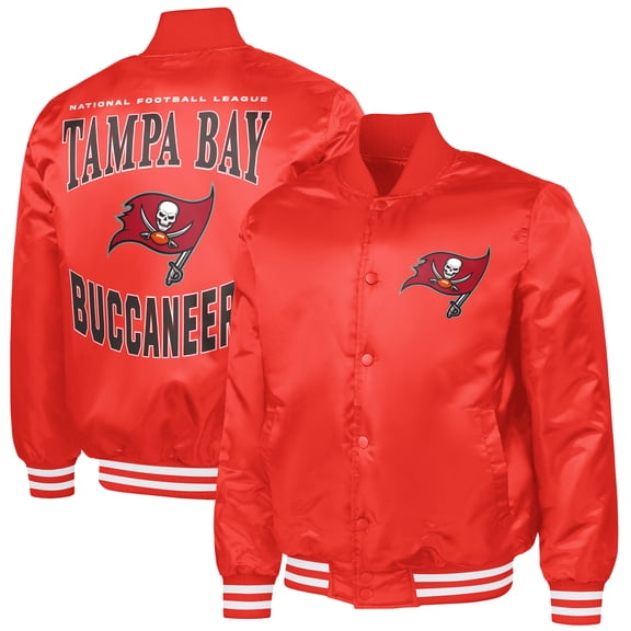 Men's G-III Sports by Carl Banks Red Tampa Bay Buccaneers Adaptive Team Graphic Satin Full-Snap Varsity Jacket