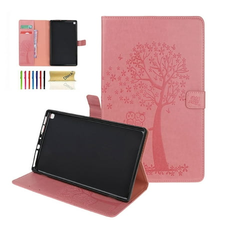 Sale On Kindle Covers Kindle Fire HD 8 Tablet Case, Dteck Embossed Tree & Owl Premium PU Leather Case Flip Folio Stand Magnetic Cover with Card Holder/Pocket For Amazon Fire HD 8 inch, Pink ()