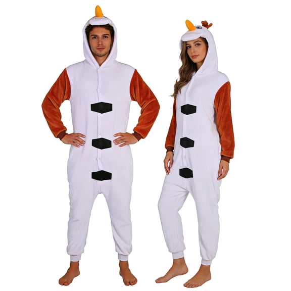 Snowman Pajamas Costume for Unisex Adult Cosplay Pajama Halloween Christmas Cosplay Suit