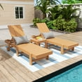 thumbnail image 4 of 3 Piece Modern Poly Reclining Chaise Lounge With Wheels, Teak, 4 of 4