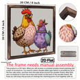 thumbnail image 3 of 8*8 inch wooden frame painting - cute cartoon duo chickens. It can be used as a home decoration item or as a wonderful gift., 3 of 9