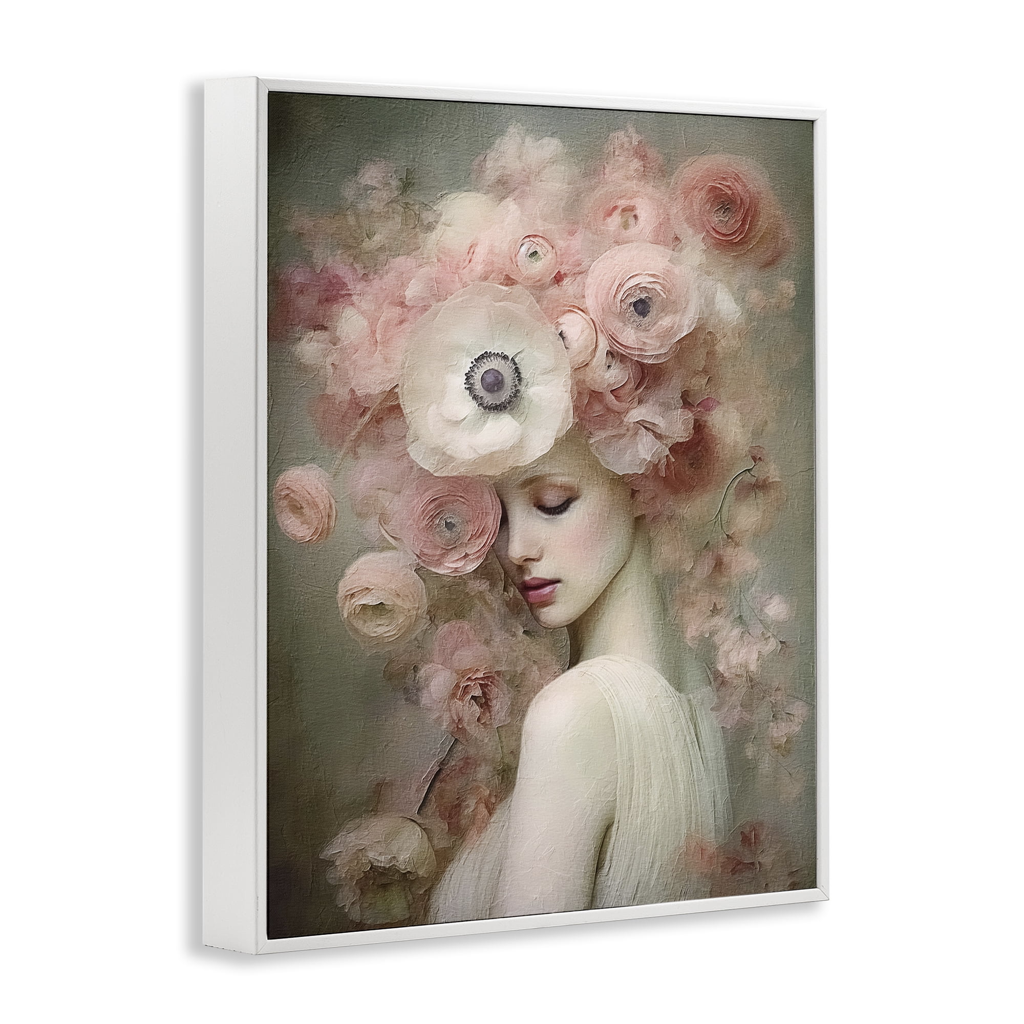 Stupell Industries Blush Florals Portrait Novelty Painting White Framed Art Print Wall Art, 16 x 20