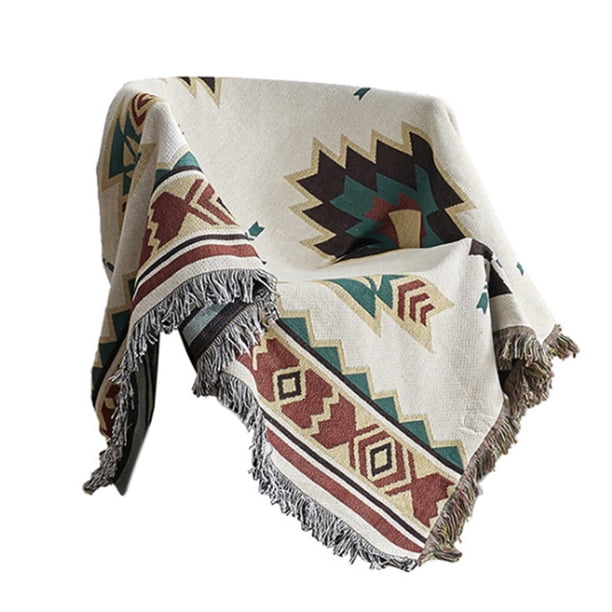 Sofá Manta de tiro Hilo de tejer Tapicería decorativa Cubierta lavable Aire acondicionado Patrón de viaje Impresión Alfombra Decoración 90x90cm Jumpingount HA009634-01B