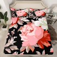thumbnail image 2 of Homewish Vintage Rustic Flower Queen Sheet Sets, Chic Watercolor Rose Flat and Fitted Sheet, Black Coral Luxury Bedroom Decor, 4 Pieces, 2 of 7