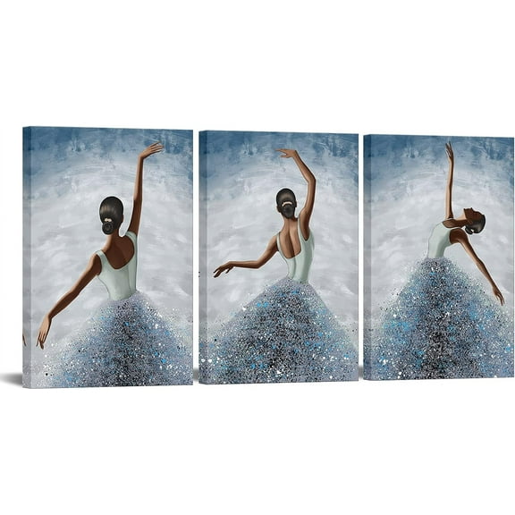 Hieng 3 Piece Ballet Canvas Wall Art Ballerina Painting Picture Elegant Dancing Girl Art Prints for Bedroom (only canvas)