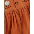 thumbnail image 6 of Qmyliery Toddler Girls Summer A-Line Dress Brown Flying Sleeve Floral Embroidery Pleated Dress, 6 of 8