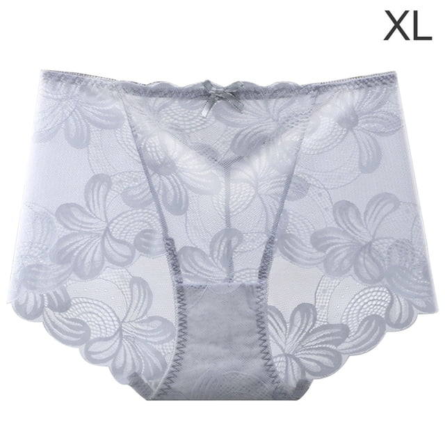 Bragas de encaje Mujeres Sexy Calzoncillos huecos sin costuras Cintura media Levantamiento de cadera Ropa interior transpirable, Gris plateado, XL Advancent AP001201-14B