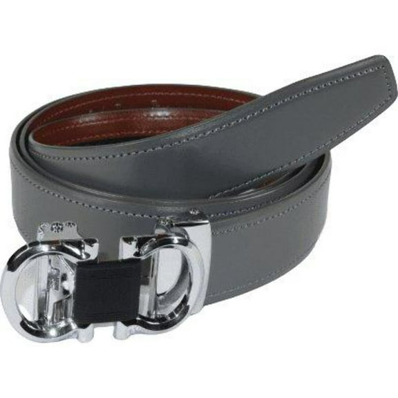 Mens VALENTINI Leather Belt Automatic Adjustable Removable Buckle V506S Gray