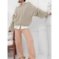 thumbnail image 6 of Womens Sweaters Fall Cable Knit Long Sleeve Crewneck Oversized Sweater Chunky Pullover Loose Outfits Light Card M, 6 of 9