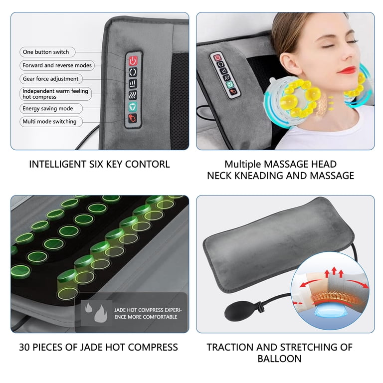 Full Body Back Massager with Heating Shiatsu Kneading Neck Massager,  Multiple Modes Full Body Vibration Massage Pad with 3D Airbag Stretching,  Neck, Back & Waist Relax Chair Massage Mat for Bed,Gifts -