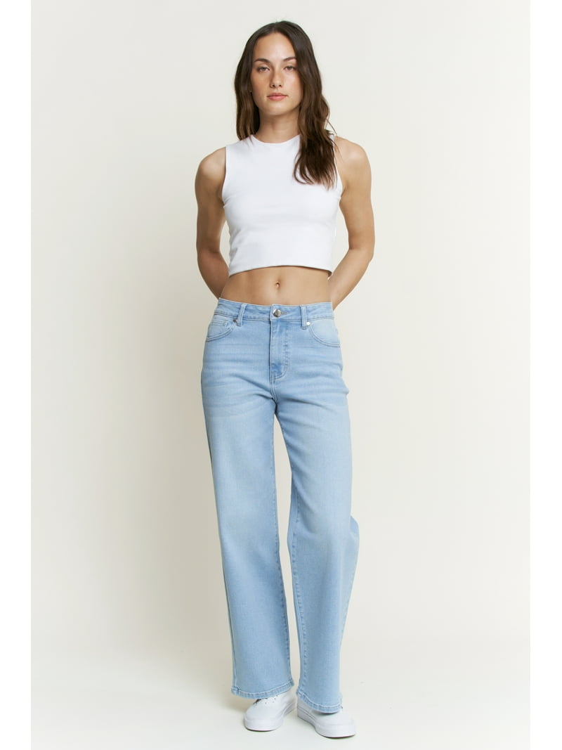 Lilac Sunset Women's High-Rise Wide Leg Jeans Light Blue 31 Inch