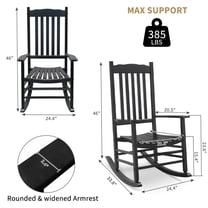 XgoodX 46inch Wooden Rocking Black Chair In/Outdoor Garden Oversized Porch with Armrest