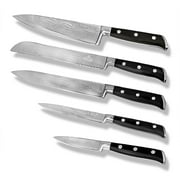 SiliSlick Damascus Etched Full Tang 5 Piece Knife Set