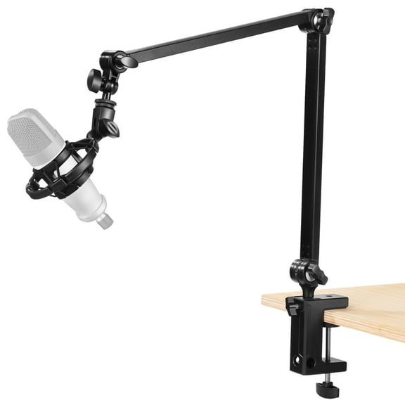 Adjustable Microphone Boom Arm, Includes Shock Mount and Desk Clamp, Heavy-Duty Mic Stand for 1.8 to 2.0 in Condenser Mics, Mic Holder for Podcast, Streaming, Voice Recording, Studio