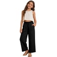 thumbnail image 3 of MuXiKeJi Clothes Girls Wide Leg Pants Summer Loose Beach Vacation Palazzo Pants Lightweight Straight Leg Linen Trousers with Pockets 12-13 Years, 3 of 7