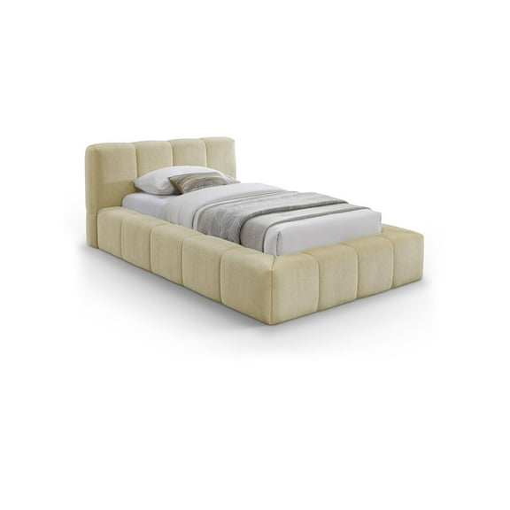 Meridian Furniture Carlin Beige Chenille Fabric Twin Bed