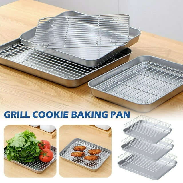 Baking Sheets and Racks Set Stainless Steel Baking Sheet Chef Baking Sheet with Wire Rack Set for Oven and Dishwasher Non Toxic Heavy Duty Easy Clean Cooling Rack Set