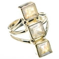 thumbnail image 2 of Rainbow Moonstone, Smoky Quartz Ring Size 6 (925 Sterling Silver)  - Handmade Boho Vintage Jewelry RING131555, 2 of 3