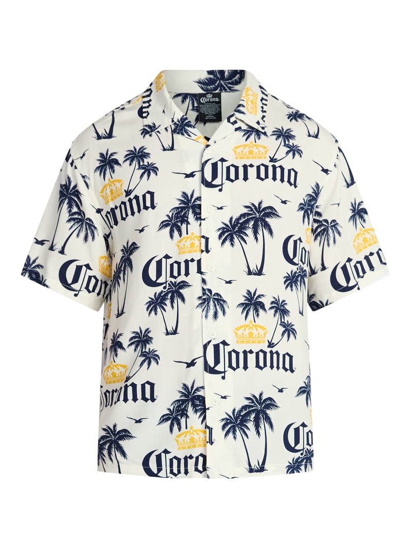 Corona Men's and Big Men's Graphic Woven Resort Shirt, Sizes XS