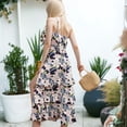 thumbnail image 3 of Women's Tube Ruffle Detail Layered Floral Print Flared Maxi Vacation Dress - Large, Blue, 3 of 4