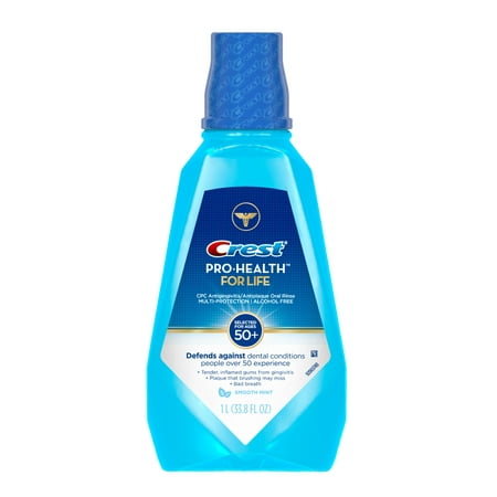 Crest Pro-Health For Life Alcohol Free Gingivitis Protection Mouthwash for ages 50+, Smooth Mint, 1