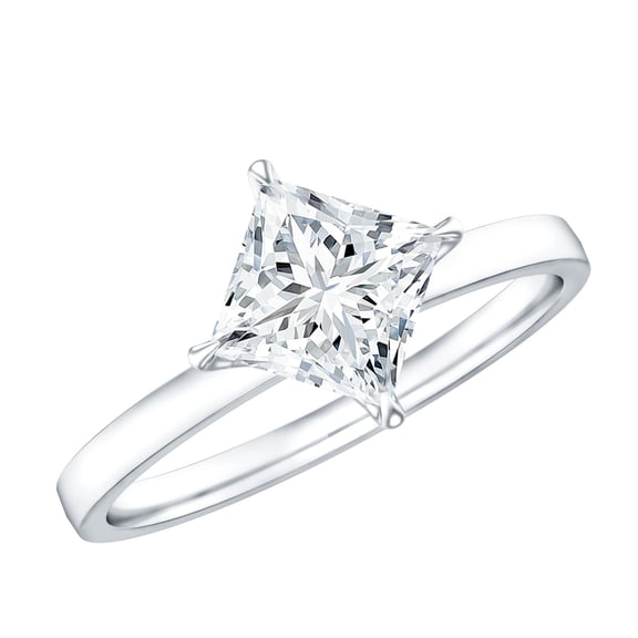 Rosec Jewels Lab Grown Diamond Princess Cut Engagement Ring (1.25 Carat) - Diamond Solitaire Ring - EF-VS Grade - with Jewelry Box, 925 Sterling Silver, US 4.00