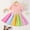 Pink, variant on Toddler Clothing,Toddler Kids Baby Girls Fashion Cute Short Sleeve Sweet Rainbow Stitching Ruffle Dress