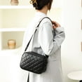 thumbnail image 3 of Genuine Leather Crossbody Bag Rhombic Lattice Commute Bags Double Layer for Work, 3 of 9