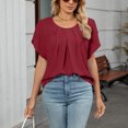 thumbnail image 7 of Stichou Womens Tops Dressy Casual Summer Chiffon Blouses Short Sleeve 2026 Spring Shirts Business Loose Fit Tunics Wine XL, 7 of 7