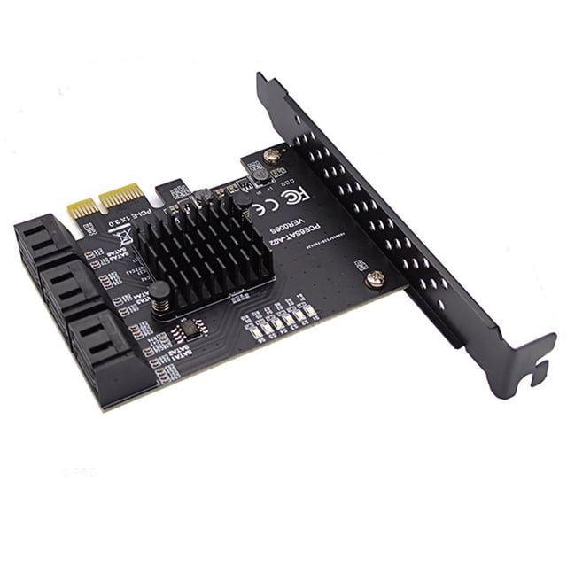 Tarjeta de expansión PCIe SATA III de 6 puertos FLhrweasw Controlador SATA de 6 Gbps a PCI-e 1X con soporte