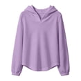 thumbnail image 3 of Jalioing Big Girls V Neck Hoodies Solid Long Sleeve Casual Hooded Sweatshirt Big Girls Fall Winter Thermal Pullover, 3 of 8