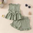 thumbnail image 2 of HCNTES Baby Girl Clothes 1T 2T 3T 4T 5T 6T Toddler Baby Girl Summer Clothes Set Short Sleeve T-shirt Tops Floral Bottom Pants Outfits 2Pcs, 2 of 9