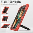 thumbnail image 4 of ELEHOLD Rugged Case for iPad Pro 11" 2022/2021/2020/2018 iPad Air 5/4 Full Body Protective Portable Folding Handle Grip 360° Rotating Kickstand Pencil Holder Shockproof Anti-Scratch Hybrid Cover,Red, 4 of 8