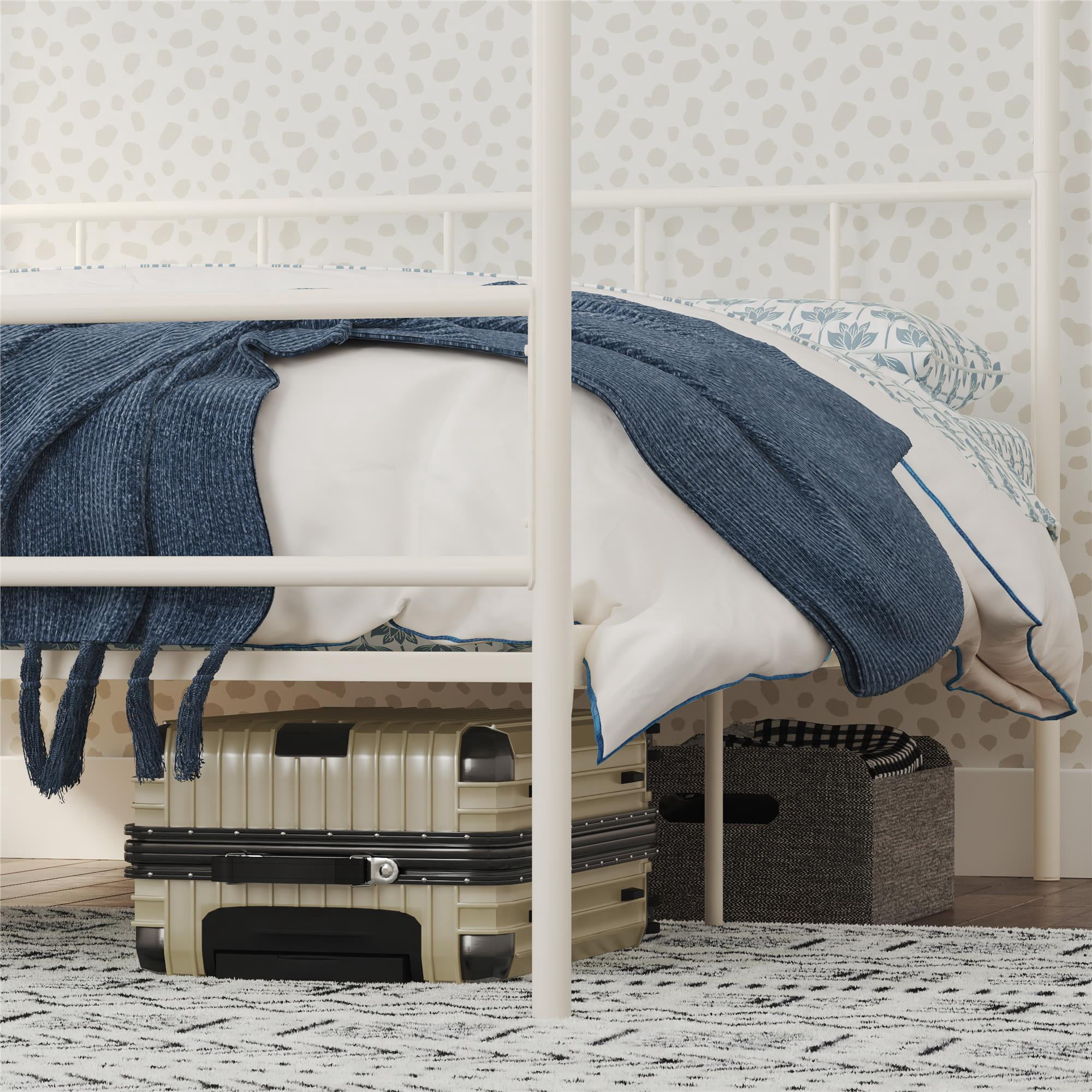 Novogratz Marion Metal Canopy Platform Bed Frame, Full, Off White