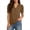 Brown, variant on Womens Lapel Shirts Henley V Neck Blouse Summer Solid White Tops for Ladies Short Puff Sleeve