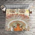 thumbnail image 3 of Ambesonne Tribal Quilted Coverlet 3 Pcs, Savannah Bohemian Wild Tiger, Queen Size, Orange and Peach, 3 of 3