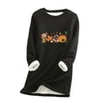 thumbnail image 2 of Chandail en Molleton pour Femmes Col Rond Poche Épaissi Peluche Chaud Manches Longues Hauts Filles Costumes d'Halloween en Liquidation, 2 of 5