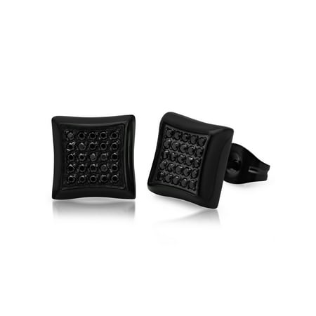 Men's Black CZ with Black IP Stainless Steel Earrings - Walmart.com