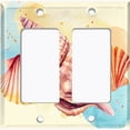 thumbnail image 2 of Metal Light Switch Wall Plate Outlet Cover (Ocean Sea Shell Conch Clam Beach Sand - Double Rocker), 2 of 2