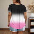 thumbnail image 4 of Swstbby Liquidation d'Été 2025! pour Hauts pour Femmes Grande Taille, Chemises d'Été pour Femmes, T-shirt à Manches Courtes Imprimé Col Rond Boutonné Plissé Grande Taille Rouge Melon D\'eau TTTTG, 4 of 5