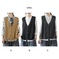 thumbnail image 3 of Minnieouse Poliéster Mujer Chaleco tejido con cuello en V Estilo clásico Chaqueta tipo cárdigan cálida y elegante de color sólido Prendas para la parte del cuerpo negro S, 3 of 6