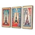thumbnail image 3 of Designart "Stamp Illustration of Eiffel Tower in Paris II" City Paris Framed Wall Art Set Of 3 - Blue Paris Frame Canvas Set For Living Room Decor, 3 of 6