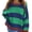 Green, variant on Women's Oversized Crewneck Knit Sweater Striped Pullover,Yellow,L