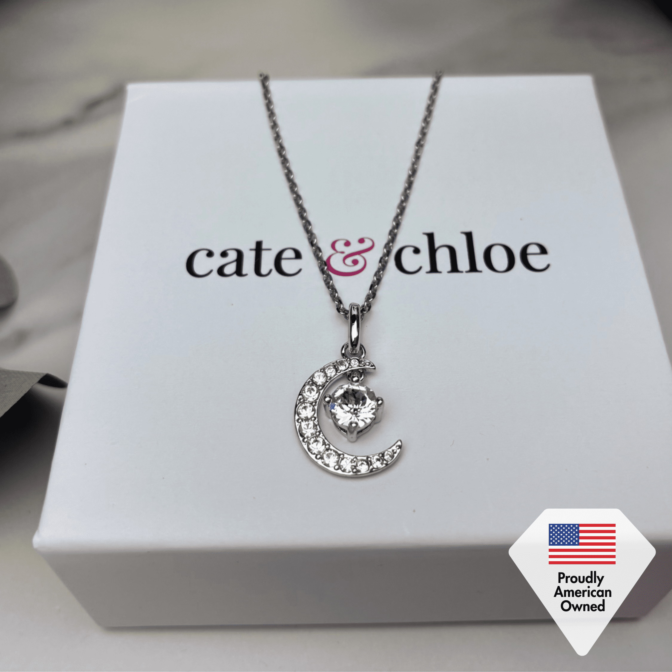 Cate & Chloe Luna September Birthstone 18k White Gold Plated Women jewelry Set, Swarovski Crystals