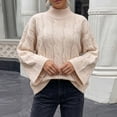 thumbnail image 2 of ShomPort Womens Oversized Sweater Turtleneck Cable Knit Soft Long Sleeve Pullover Fall Winter Sweaters Casual Tops, 2 of 7
