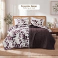 thumbnail image 6 of Regency Heights King Botanical Quilt Set, 3-Piece Reversible Floral Summer Quilt Coverlet Bedding Set, Plum Quilted Bedspread with Shams for All Season, 6 of 11